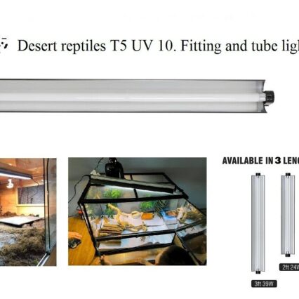 39 WATT/ 3 Feet Reptile T5 UVB fitting + 39 Watt UV tube 10. Desert Reptiles.